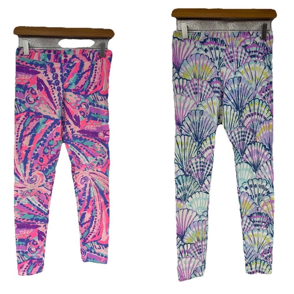 Lilly Pulitzer‎ Cotton Leggings Lot Of 2 Preppy Multicolor Girls Size XL 14-16